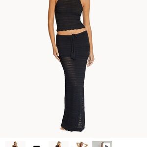 PQ Swim Black Ribbed Maxi Pencil Skirt